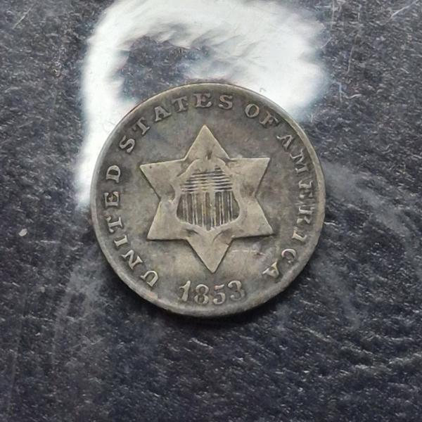 Silver 1853 3c Piece - Circulated Condition