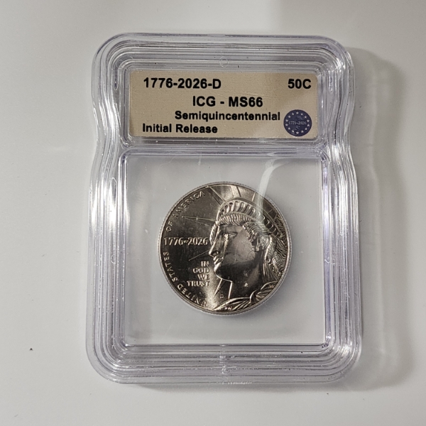 ICG 1776-2026-D U.S. Constitution Semiquincentennial Half Dollar Initial Release Graded MS 66