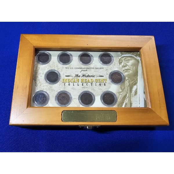 The U.S. Commemorative Gallery Indian Head Cent 10-Coin Collection in Wooden Display Case 