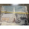 Image 2 : Light up Snowy Winter Church Canvas - 21x27" - Does Work! 