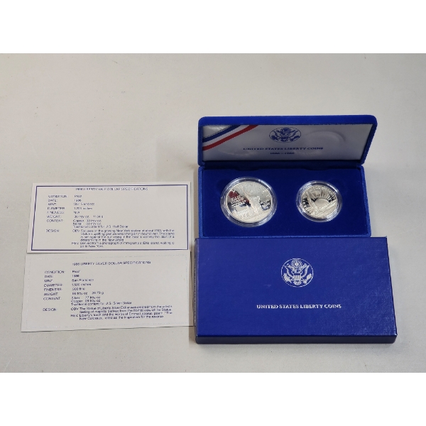 1986 United States Liberty Coin Set: Half Dollar Proof & Silver Dollar