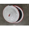 Image 3 : Vintage Enamelware Collection Including Pot & Lid, Platter, Bowl With Lid, Laddels, Large Tin Funnel