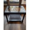 Image 1 : Solid Black Side Table With Glass Top 27"x21"
