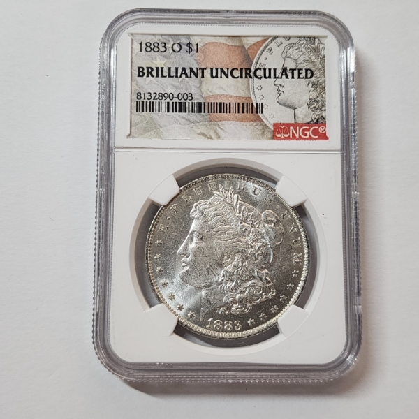 NGC Brilliant Uncirculated United States 1883-O 90% Silver Morgan Dollar 