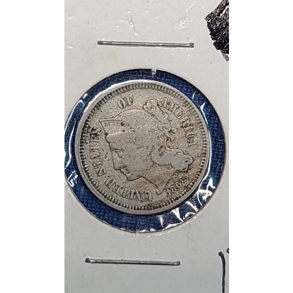 United States 1866 3-Cent Nickel Coin 