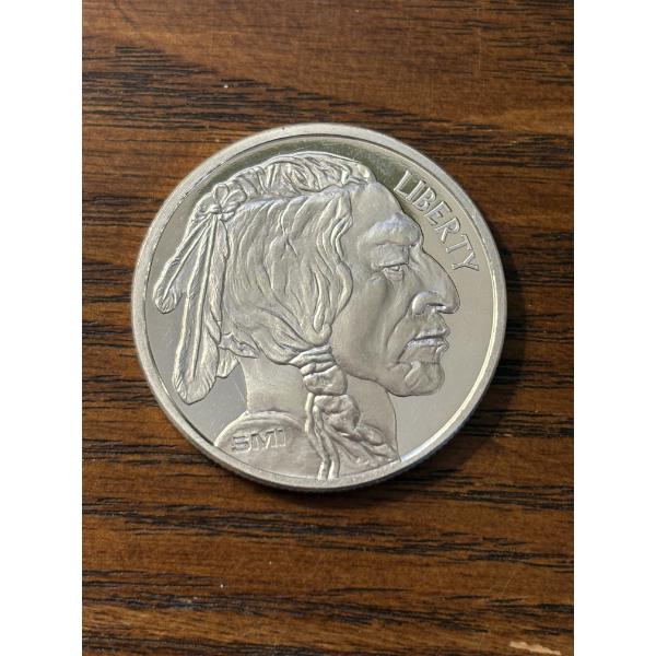 Buffalo Silver Round Coin .999 One Troy Ounce Fine Silver with Indian SMI