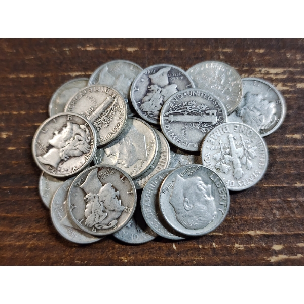 $2.00 Face Value in Assorted 90% Silver United States Dimes