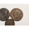 Image 3 : Three Old U.S. Coins: 1968 5 Cent Piece, 1833 Large Cent, & Unknown Year (Possibly 1836) Large Cent