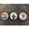 Image 1 : 3 - Vintage Gas & Oil Advertising One Inch Shooter Marbles - Sunoco, Iso-Vis & Standard Oil