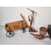 Image 2 : Lot of Assorted Wooden Home Decor Items: Birds Statue, Box, Pen Holder, 12" Wagon