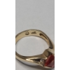 Image 7 : 14K Gold Ring With Princess-Cut Orange Stone & Clear Accent Stone - Size 7 - Weight: 5.1g