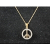Image 4 : 14K Yellow Gold Peace Sign Pendant & Necklace Weighing 1.4 Grams