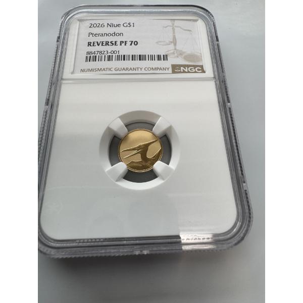 2026 Niue G$1 Gold Pteranodon NGC Cert Reverse Pf 70 - Mint Condition