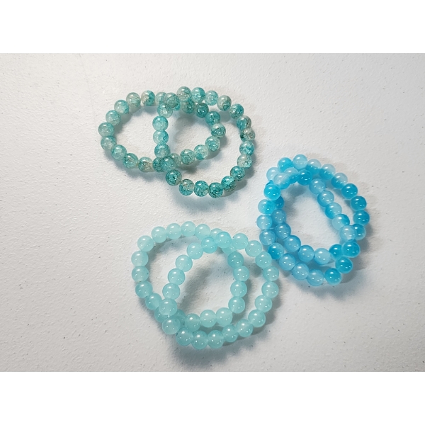 Lot of 6 Assorted Shades of Blue Stone Beaded Bracelets 
