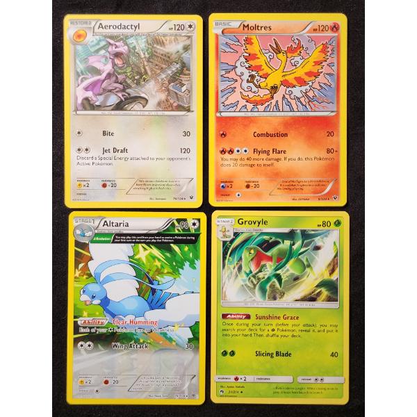 Four Assorted Pokemon Trading Cards Including Moltres & Altaria Rares! 