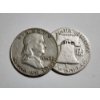 Image 1 : Two United States 90% Silver Franklin Half Dollars ~ $1.00 Face Value