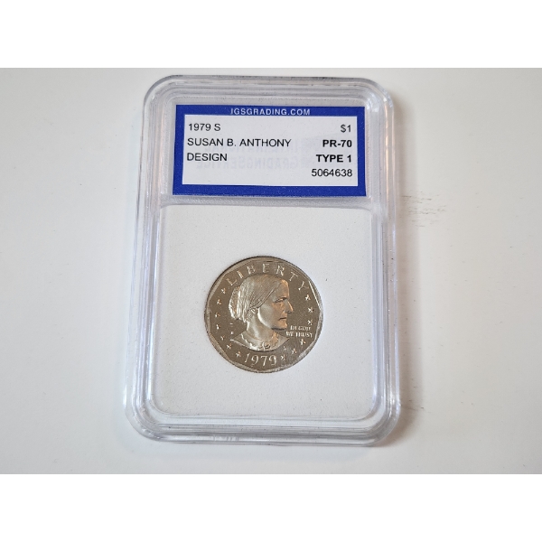 IGS GRADED PR70 Type 1 1979-S Susan B. Anthony $1 Coin 