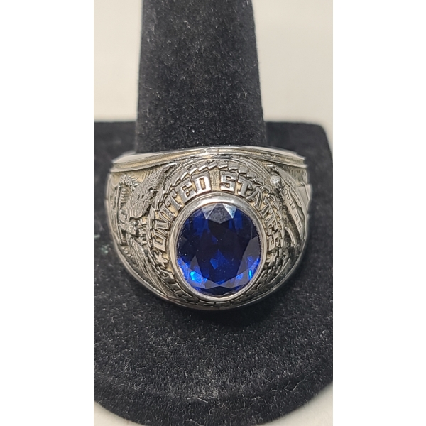 United States Air Force Military Ring With Blue Stone- Size 13 