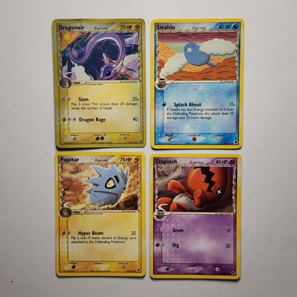 Four Vintage Non Holo Delta Species Pokemon Trading Cards Including Dragonair!