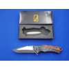 Image 2 : Alpha Outpost Wood & Black Metal Handle Folding Pocked Field Knife - Brand New! 
