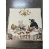 Image 1 : Cow & Pig & Chicken around a Table - Farm Photo 25x25" 