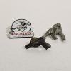Image 1 : Three Vintage Pewter and Metal Collectible Pins featuring Brands like Winchester and Colt