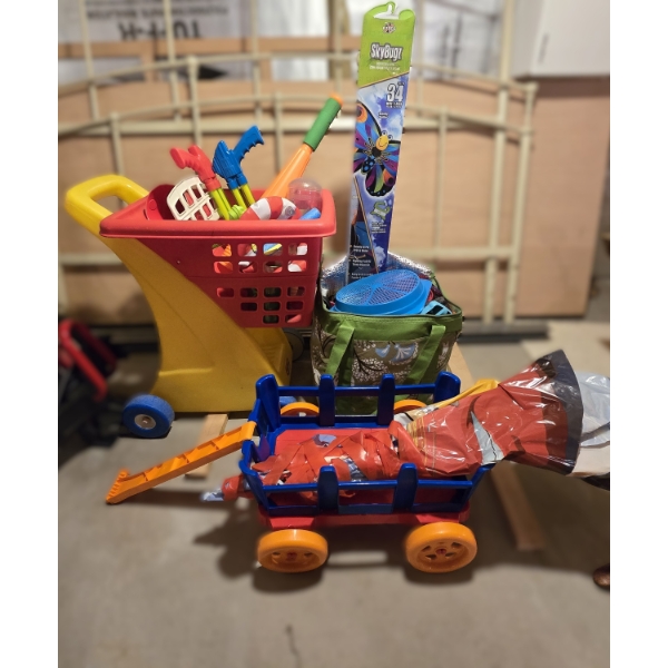 Huge Lot of Kids Toys incl Kites, Little Tikes Shopping Cart, Wagon & Much More