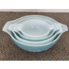 Image 1 : PICKUP IN CANTON - Vintage Pyrex Butterprint Turquoise Cinderella 4 Piece Nesting Bowl Set  