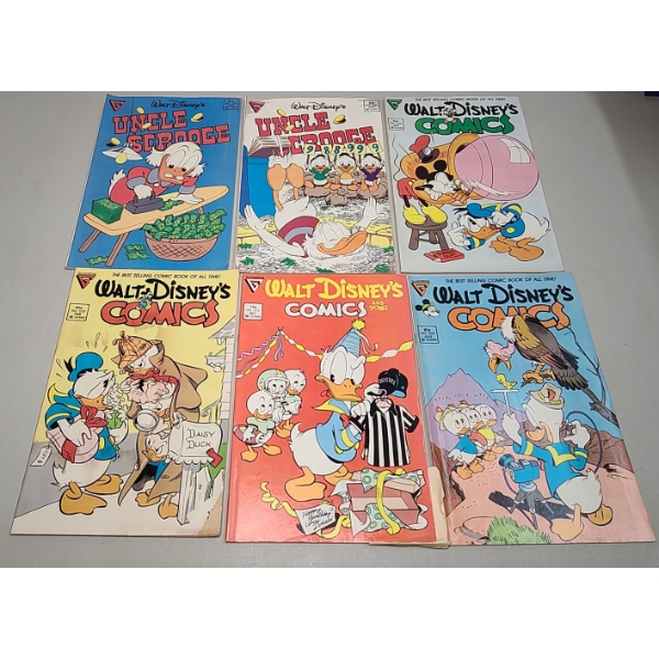 (6) Assorted 1980's WALT DISNEY Gladstone Publishing Comic Books - Uncle Scrooge & Donald Duck