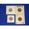 Image 1 : (4) U.S. Cents: Lincoln Memorial and Wheat Cents - See Description! 