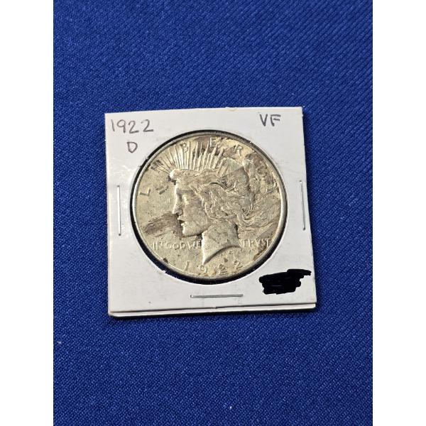 1922-D VERY FINE Silver Peace Dollar