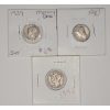 Image 1 : United States 1939, 1940, 1942 90% Silver Mercury Dimes - Face Value: $0.30