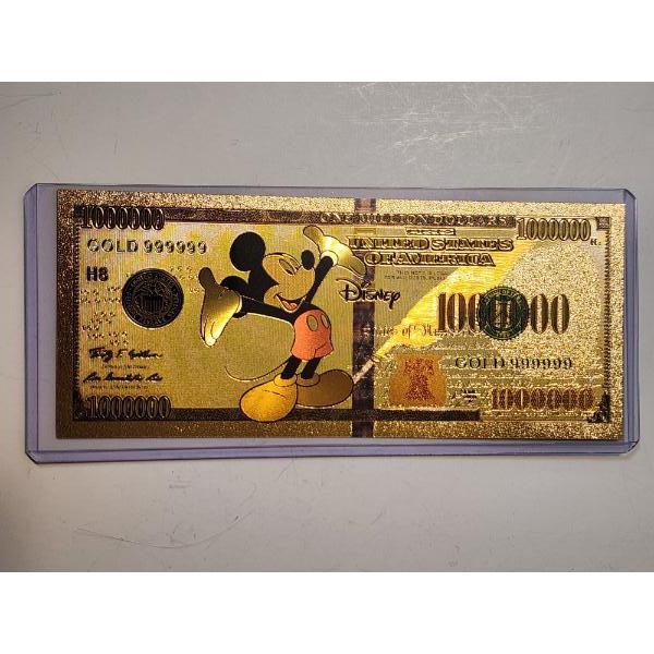 Rare Disney Mickey Mouse Gold Foil .999999 - 24K Gold Note In Protective Holder - Mint Condition