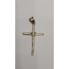 Image 3 : Tests As 14K Yellow Gold Cross Pendant & 10" Chain - Total Weight: 1.8g