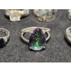 Image 4 : Beautiful Sterling Silver Rings Ft. Citrine, Black Sapphire & Rainbow Topaz - Total Weight of 22.5 G