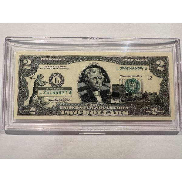 2003 United States Jefferson WEST VIRGINIA $2.00 Bill In Hard Case Holder - Mint Condition - RARE