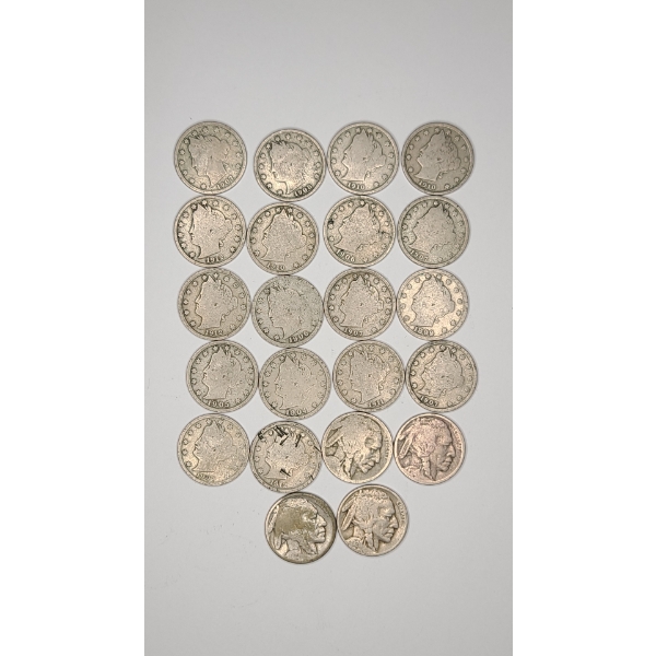 Assorted Years United States V-Nickels & Buffalo Nickels - Face Value: $1.10
