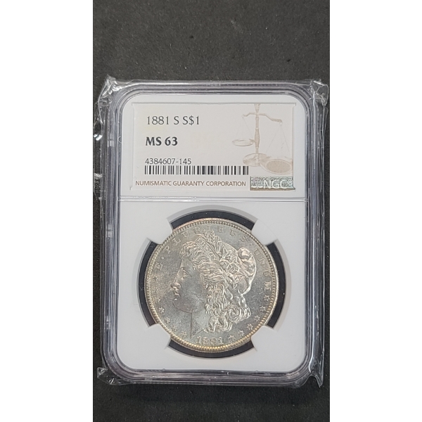 NGC 1881-S MS 63 90% Silver Morgan Dollar 