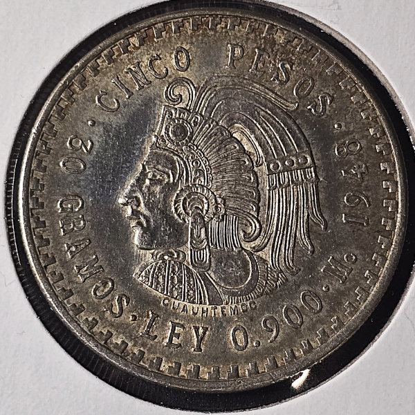 1948 Mexican Cinco Pesos - .900 Silver