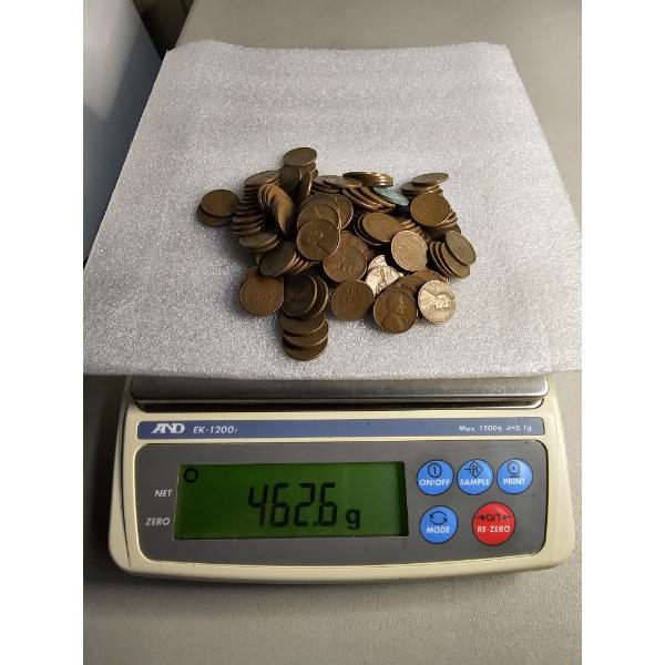Lot of Assorted Wheat Pennies (462g) - AFV: $1.48 (estimated by weight)