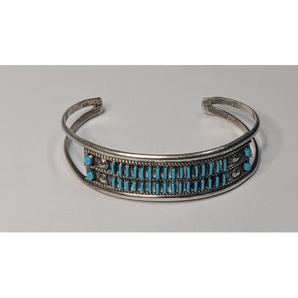 Sterling Silver Southwestern Style Cuff Bracelet - Weight: 14.8g