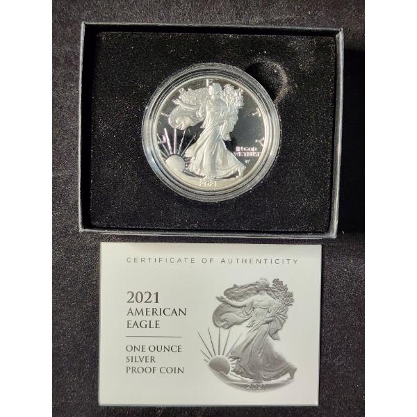 2021-W 1 Oz Silver American Eagle Proof Coin in Original Packaging - Type 2