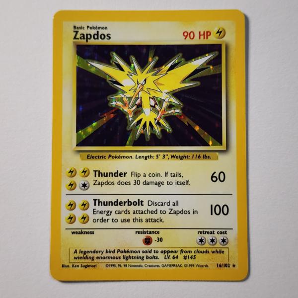 Zapdos 16/102 Holo Rare Base Set Vintage Pokemon Trading Card ~ NM Condition!