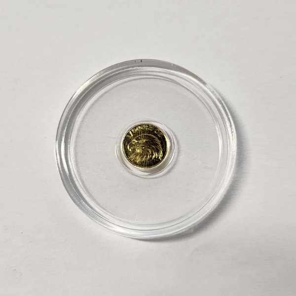Eagle Design 1/500th oz .9999 Fine Gold Round In Capsule