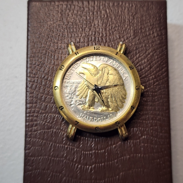 United States 90% Silver Walking Liberty Half Dollar Gold-Tone Watch Head 