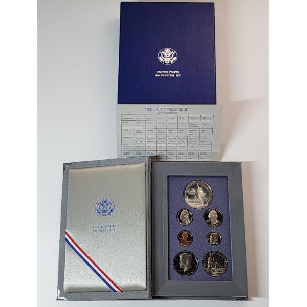 1986 U.S. Liberty 7-Coin Prestige Set Including 90% Silver Liberty Dollar - OGP Packaging & CoA