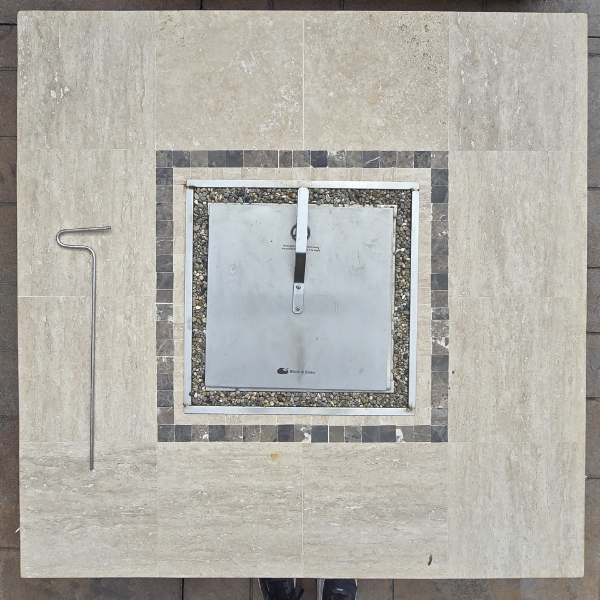 Stone and Metal Table with Fire Pit Center - 43"Square - Fuel: Denatured Alcohol