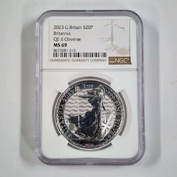 NGC MS69 2023 Great Britain 1 Oz Silver Britannia 