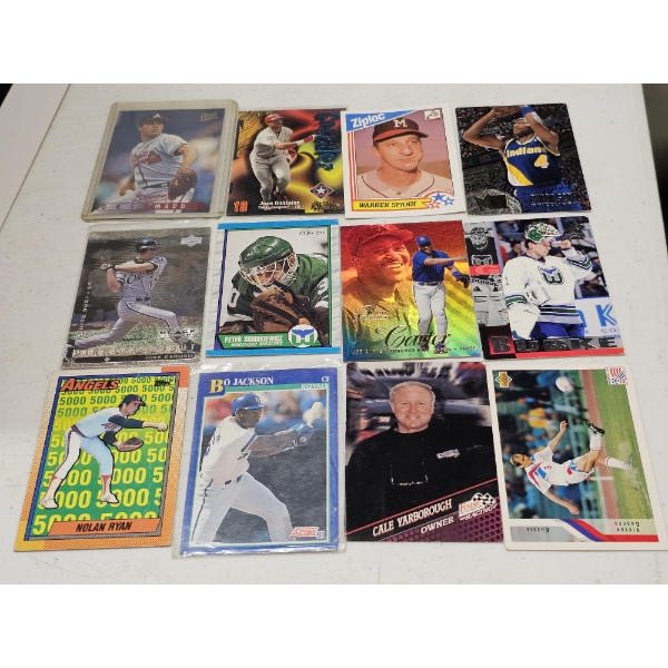 Lot of (12) Vintage Sports Trading Cards ft. Nolan Ryan and Bo Jackson