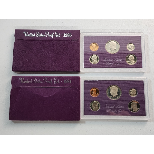 1984 and 1985 United States Mint Proof Sets In Original Packaging